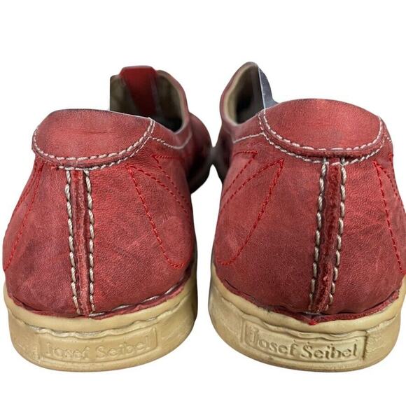 Josef Seibel Womens Red Leather Flats Slip On Cut Outs Loafers Shoes 41 10 10.5 - Picture 11 of 16